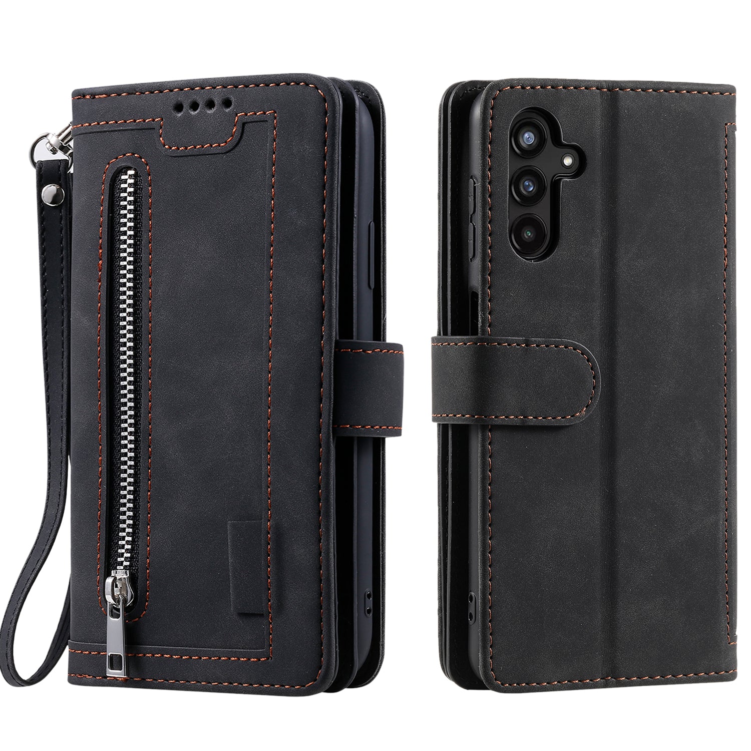 Shockproof PU Leather Phone Case for Samsung Galaxy A34 5G Zipper Pocket Design Stand Anti-Scratch Protective Cover with 9 Card Slots Shockproof PU Leather Phone Case for Samsung Galaxy A34 5G Zipper Pocket Design Stand Anti-Scratch Protective Cover with 9 Card Slots